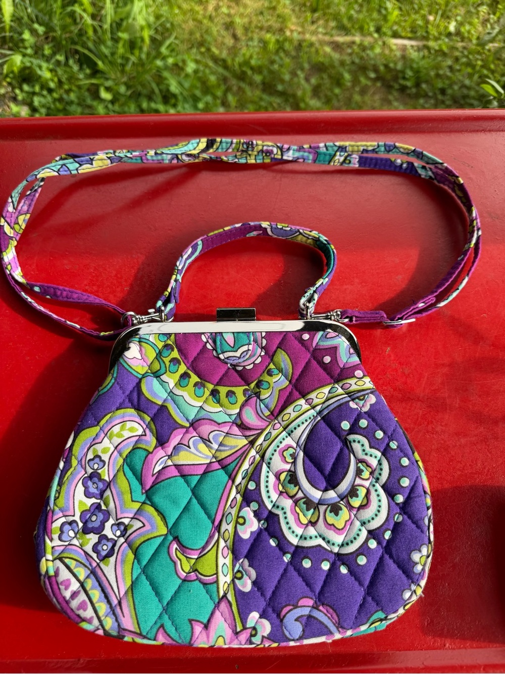 Vera Bradley Purple, Teal and Pink Quilted Mini Frame Bag